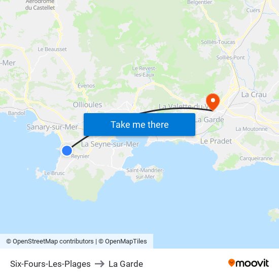 Six-Fours-Les-Plages to La Garde map