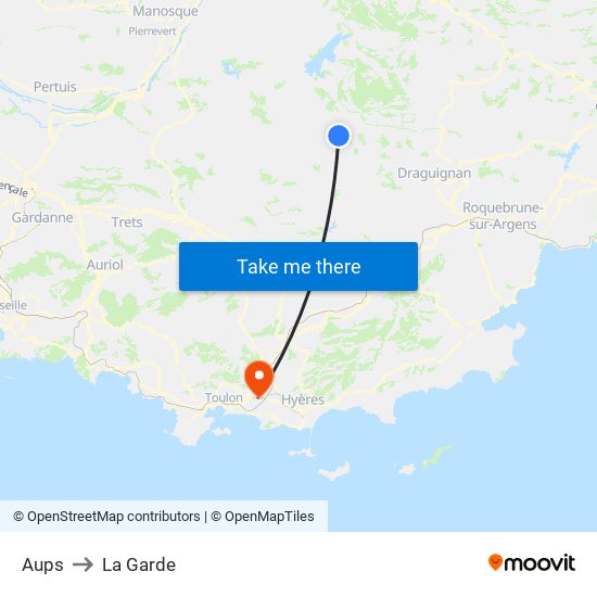 Aups to La Garde map