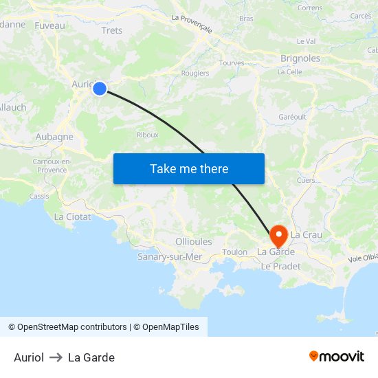 Auriol to La Garde map