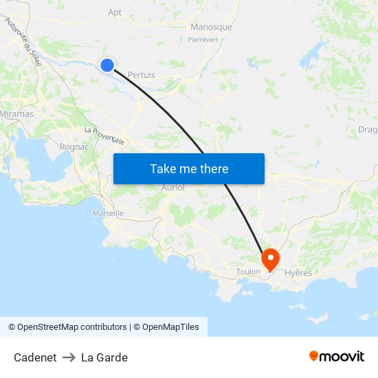Cadenet to La Garde map