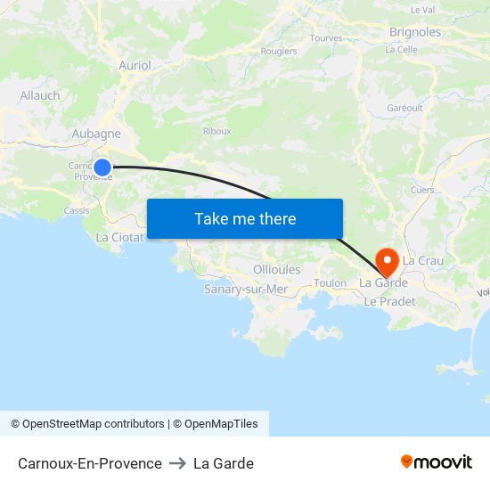 Carnoux-En-Provence to La Garde map