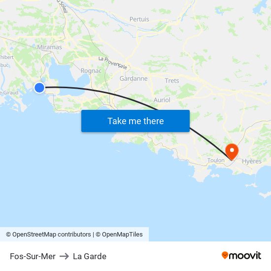 Fos-Sur-Mer to La Garde map