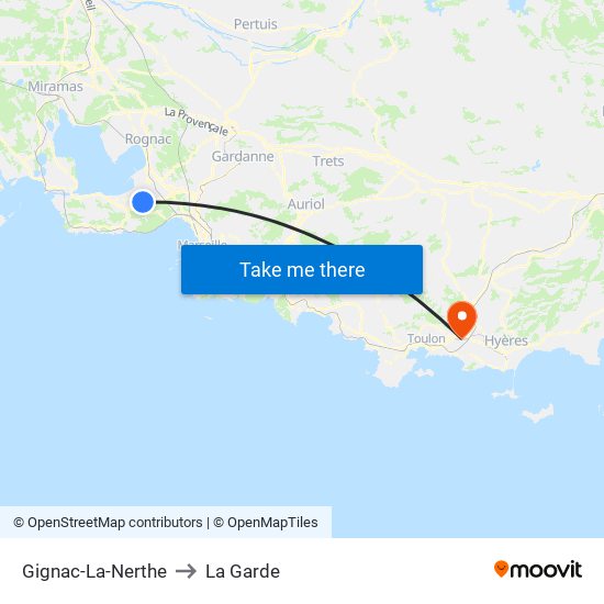 Gignac-La-Nerthe to La Garde map