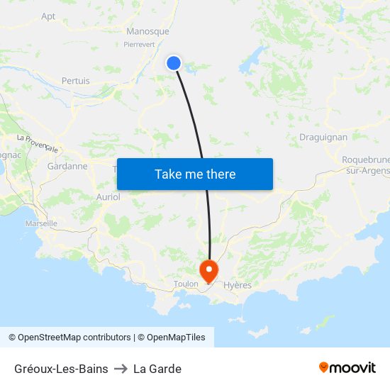 Gréoux-Les-Bains to La Garde map