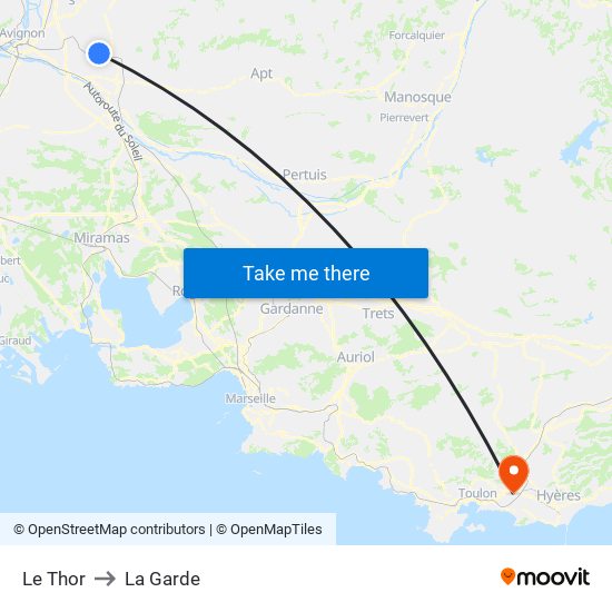 Le Thor to La Garde map
