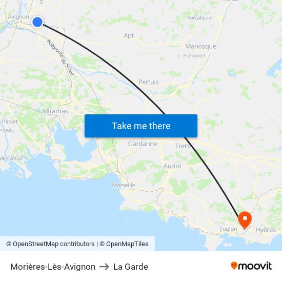 Morières-Lès-Avignon to La Garde map