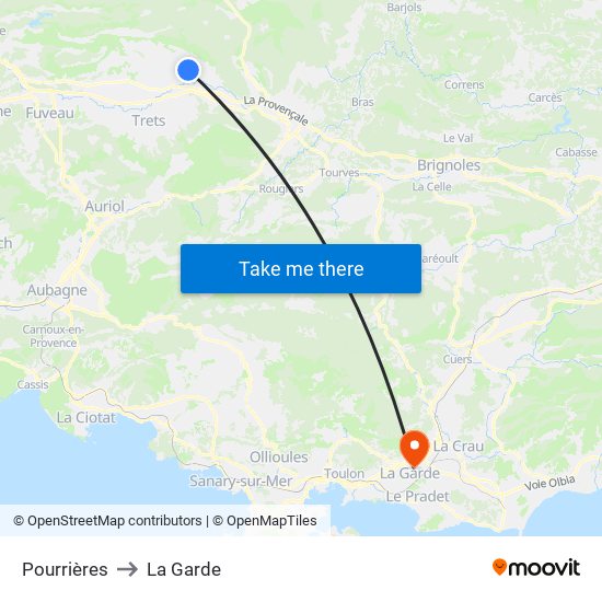 Pourrières to La Garde map