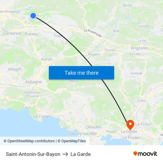 Saint-Antonin-Sur-Bayon to La Garde map