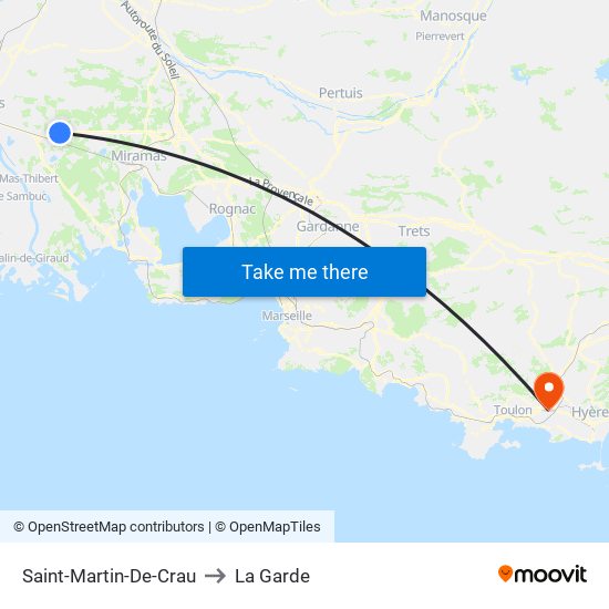Saint-Martin-De-Crau to La Garde map
