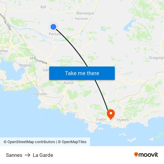 Sannes to La Garde map