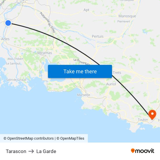 Tarascon to La Garde map