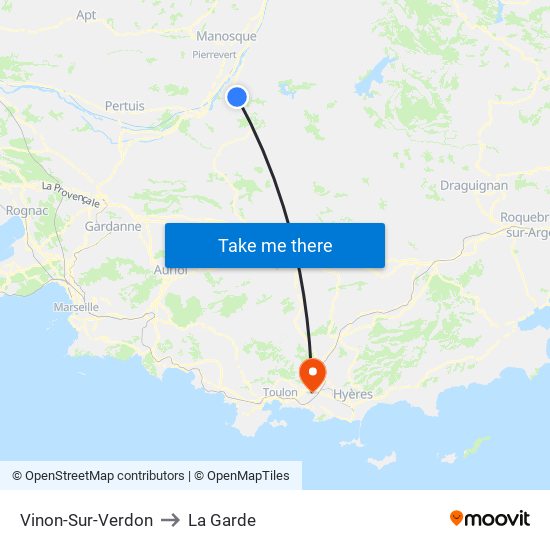 Vinon-Sur-Verdon to La Garde map