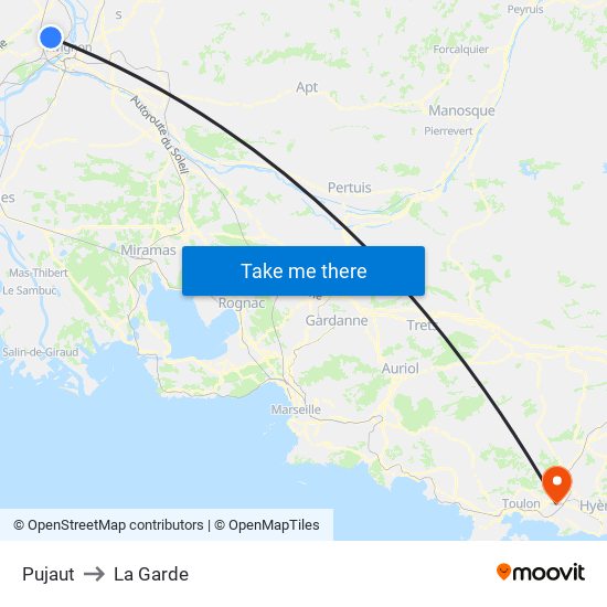 Pujaut to La Garde map