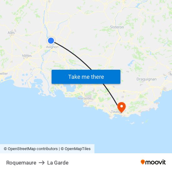 Roquemaure to La Garde map