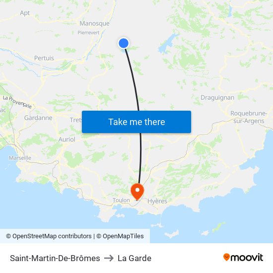 Saint-Martin-De-Brômes to La Garde map