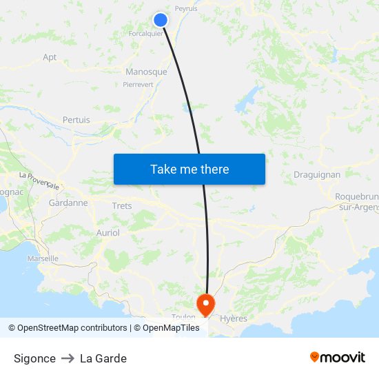Sigonce to La Garde map