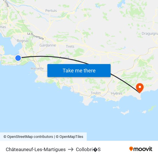 Châteauneuf-Les-Martigues to Collobri�S map