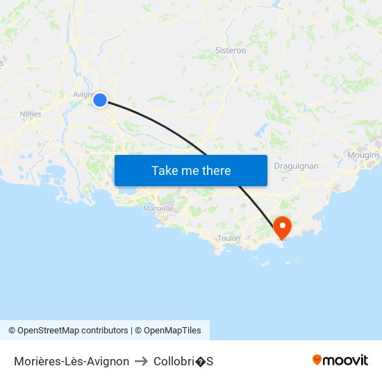 Morières-Lès-Avignon to Collobri�S map