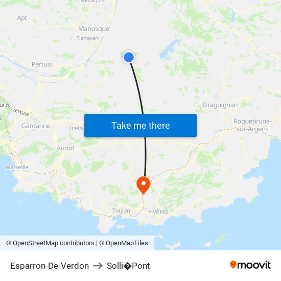 Esparron-De-Verdon to Solli�Pont map