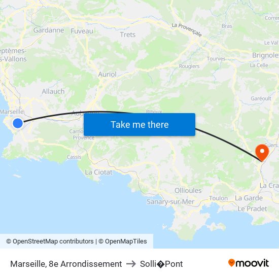Marseille, 8e Arrondissement to Solli�Pont map
