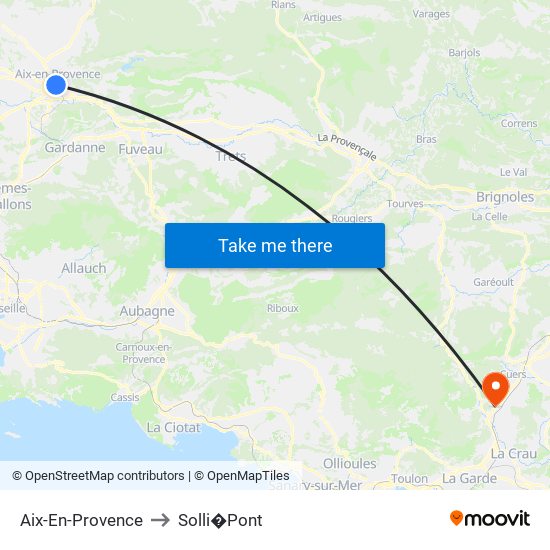 Aix-En-Provence to Solli�Pont map