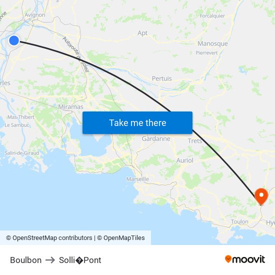 Boulbon to Solli�Pont map