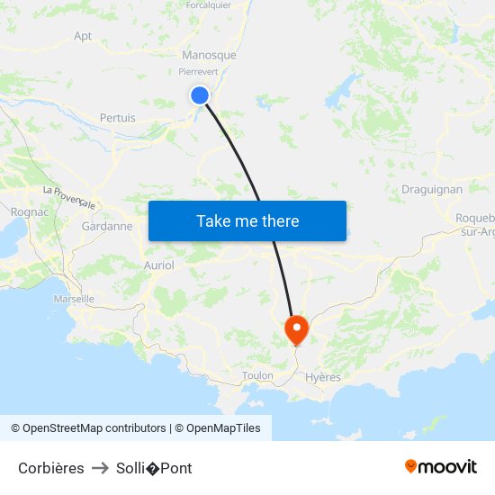Corbières to Solli�Pont map