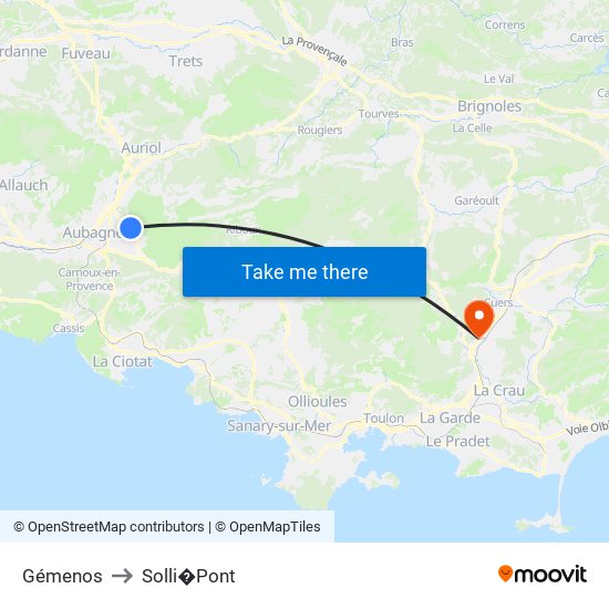 Gémenos to Solli�Pont map