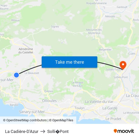La Cadière-D'Azur to Solli�Pont map
