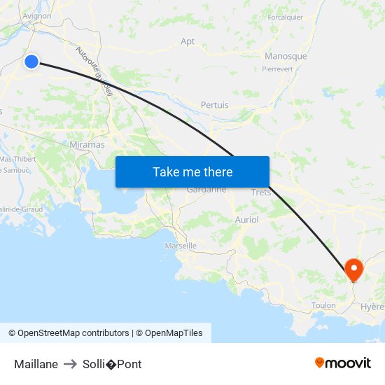 Maillane to Solli�Pont map