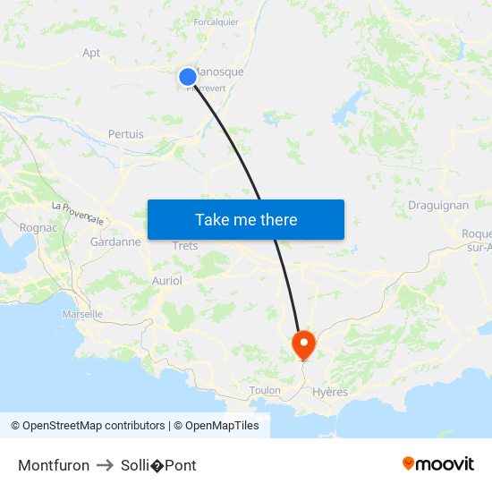 Montfuron to Solli�Pont map