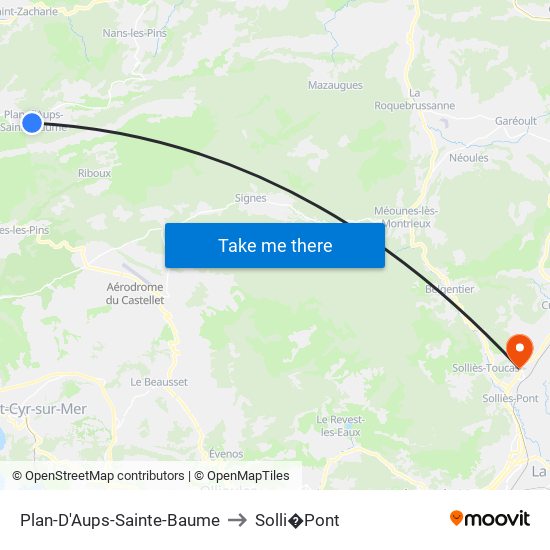 Plan-D'Aups-Sainte-Baume to Solli�Pont map