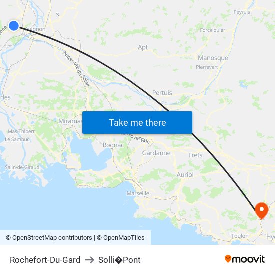 Rochefort-Du-Gard to Solli�Pont map