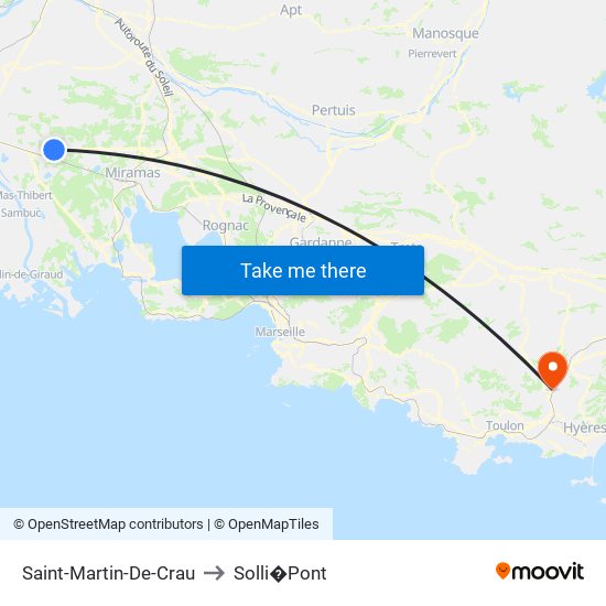 Saint-Martin-De-Crau to Solli�Pont map