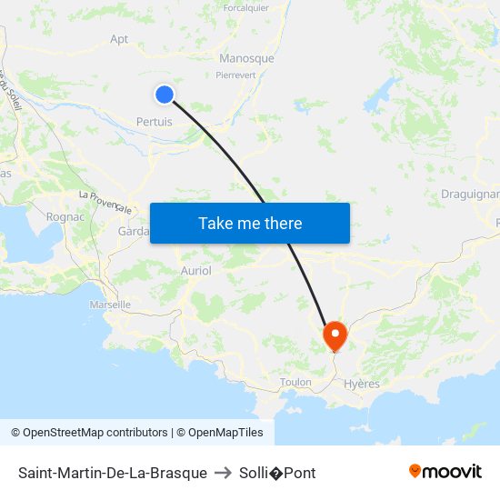 Saint-Martin-De-La-Brasque to Solli�Pont map