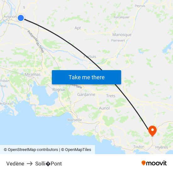 Vedène to Solli�Pont map