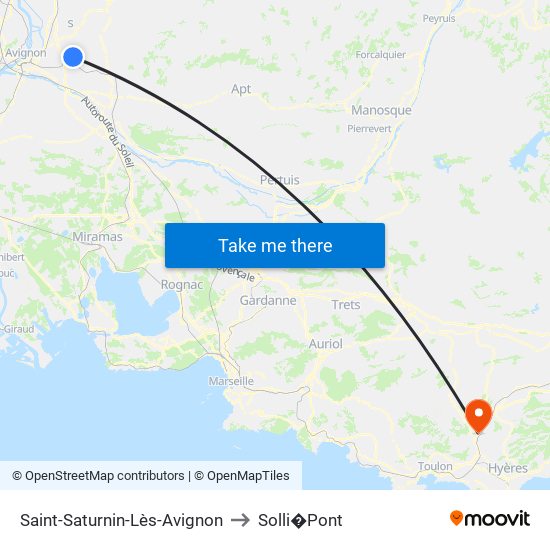 Saint-Saturnin-Lès-Avignon to Solli�Pont map