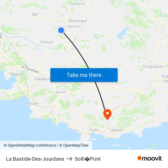 La Bastide-Des-Jourdans to Solli�Pont map