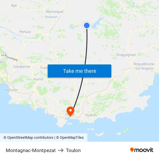 Montagnac-Montpezat to Toulon map