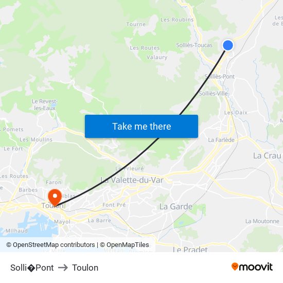 Solli�Pont to Toulon map