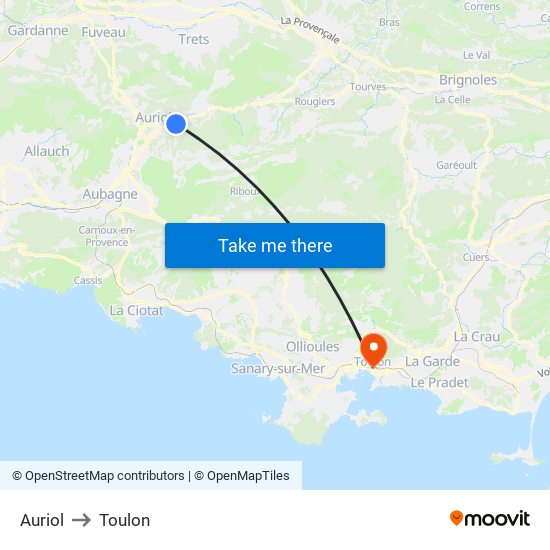 Auriol to Toulon map