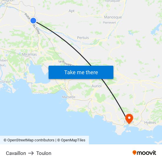 Cavaillon to Toulon map