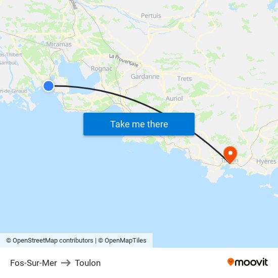 Fos-Sur-Mer to Toulon map