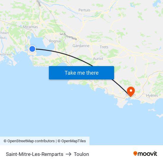 Saint-Mitre-Les-Remparts to Toulon map