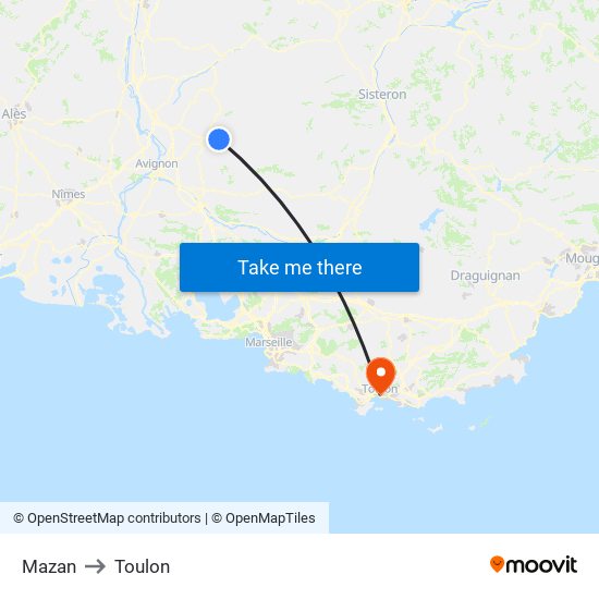 Mazan to Toulon map