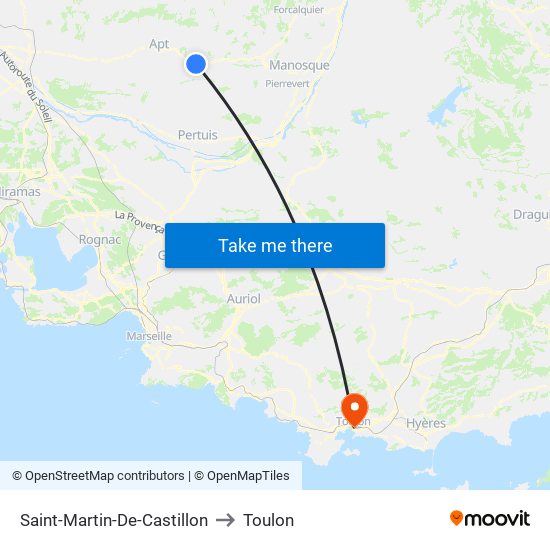 Saint-Martin-De-Castillon to Toulon map