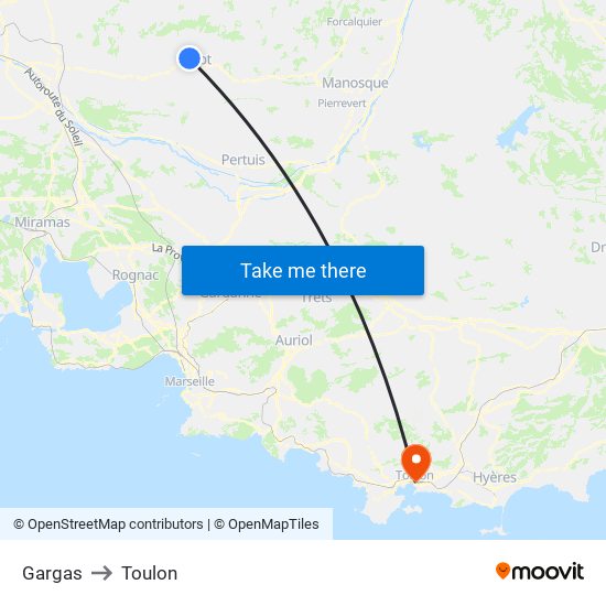 Gargas to Toulon map