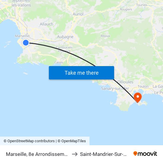 Marseille, 8e Arrondissement to Saint-Mandrier-Sur-Mer map