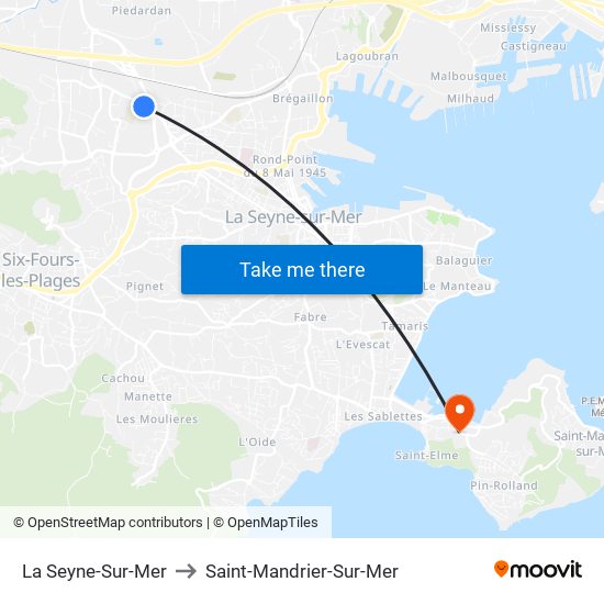 La Seyne-Sur-Mer to Saint-Mandrier-Sur-Mer map