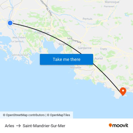 Arles to Saint-Mandrier-Sur-Mer map